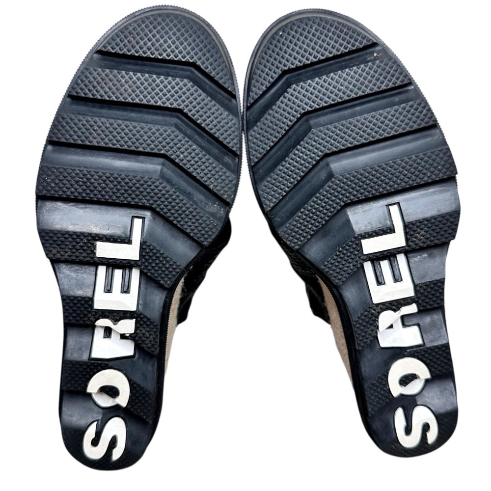 Sorel Joanie II Slingback Espadrille Wedge Sandals Black Leather SZ 7 - Picture 14 of 16
